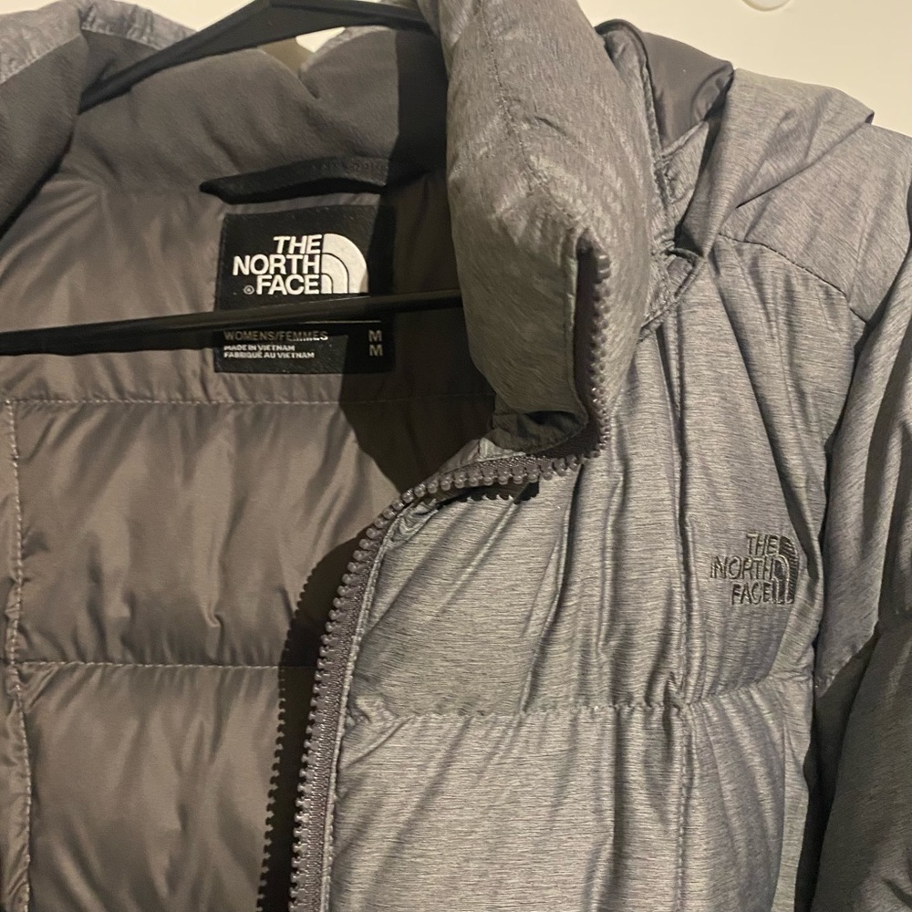 Gray down-filled like-new Womens North Face Medium parka